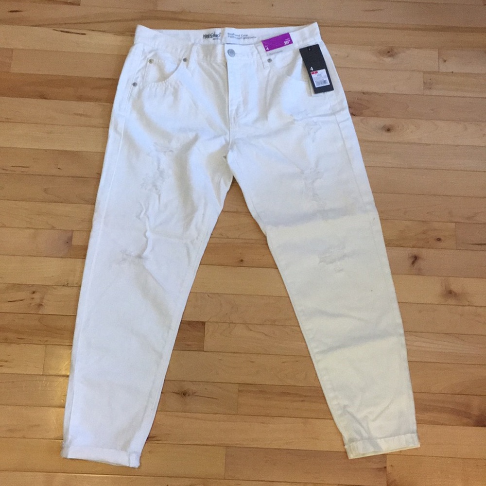 White Denim Boyfriend Crop Jeans